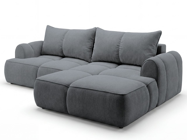 Ecksofa L-Form Rechts mit Schlaffunktion und Bettkasten Bonno Dunkelgrau