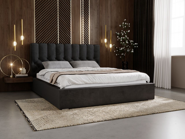 Polsterbett mit Bettkasten und Lattenrost 120x200 Roma Schwarz