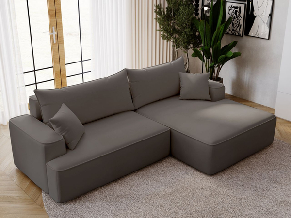 Ecksofa L-Form Rechts mit Schlaffunktion und Bettkasten California Dunkelgrau