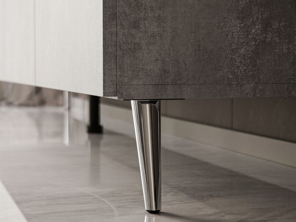 TV-Lowboard mit Türen auf Silbernen Metallbeinen 200 cm Nodoo Beton