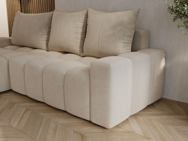 Ecksofa L-Form mit Schlaffunktion und Bettkasten Bresso Beige