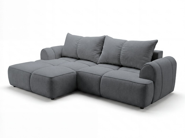 Ecksofa L-Form Links mit Schlaffunktion und Bettkasten Bonno Dunkelgrau