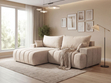 Ecksofa L-Form Links mit Schlaffunktion und Bettkasten Caleo Beige