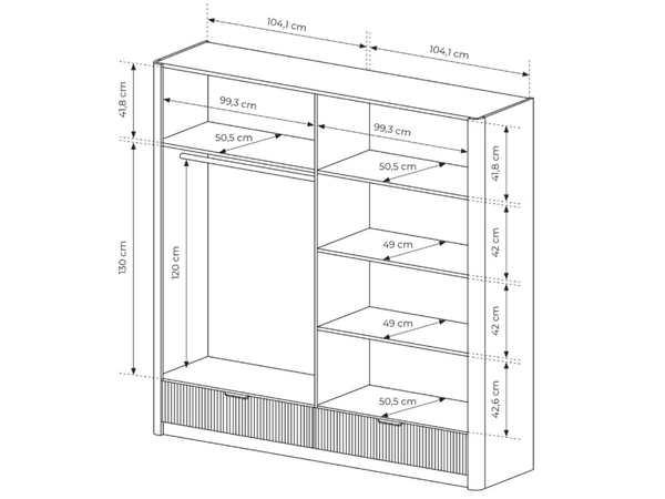 Kleiderschrank mit Spiegel Latina Beige