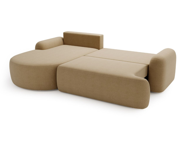Ecksofa L-Form Links mit Schlaffunktion und Bettkasten Aurio HellBraun