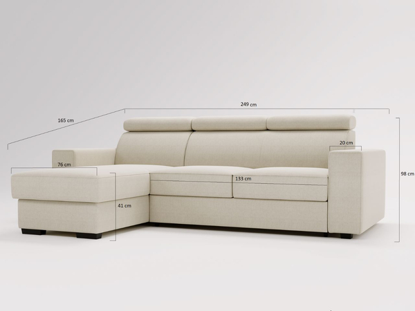 Ecksofa L-Form mit Schlaffunktion und Bettkasten Scala Schwarz