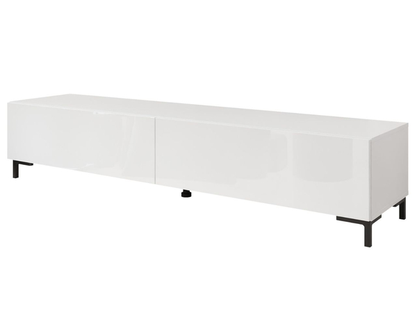 TV-Lowboard mit Türen auf Schwarzen Beinen 175 cm Sorelle Weiß Hochglanz