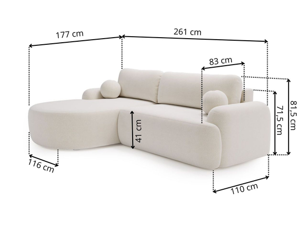 Ecksofa L-Form Rechts mit Schlaffunktion und Bettkasten Aurio Grau