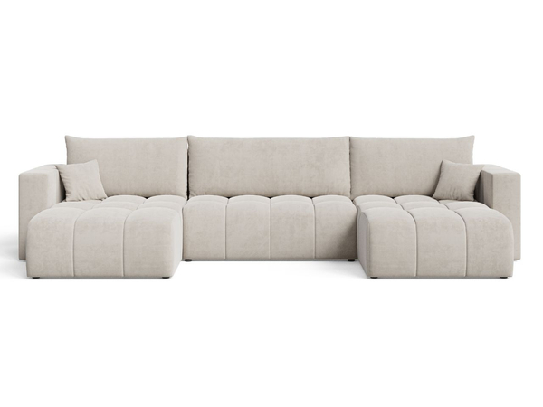 Wohnlandschaft mit Schlaffunktion und Bettkasten Neva Beige