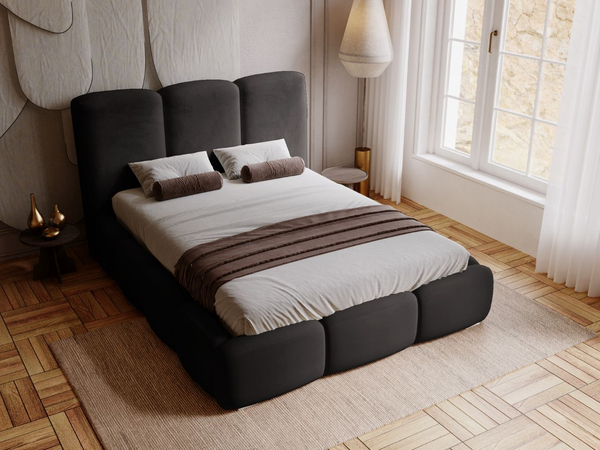 Polsterbett mit Bettkasten und Lattenrost 180x200 Bubble Schwarz