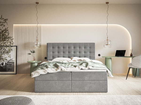 Boxspringbett mit Bettkasten 120x200 Denza Grau