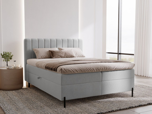 Boxspringbett mit Bettkasten 160x200 Primavera Hellgrau