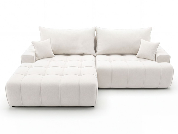 Ecksofa L-Form mit Schlaffunktion und Bettkasten Tulio Links Creme