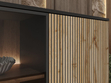 Vitrinenschrank mit Led Deo 126 cm Schwarz, EIche Wotan