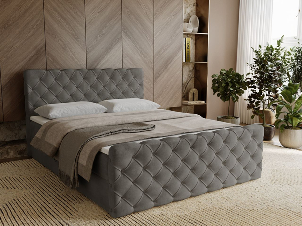 Boxspringbett mit Bettkasten 160x200 Lunaris Dunkelgrau