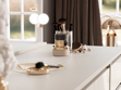 Schminktisch mit Spiegel, Schubladen und LED Melo Elite Kaschmir Hochglanz