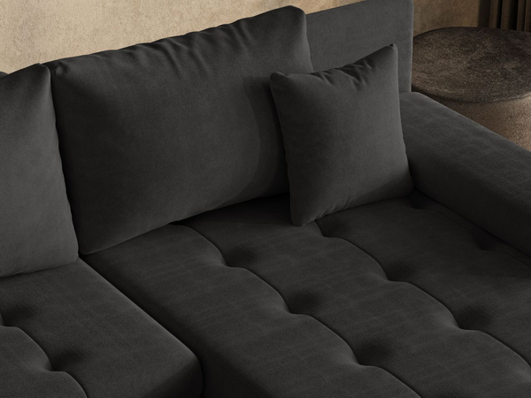 Ecksofa L-Form mit Schlaffunktion und Bettkasten Sonia Schwarz