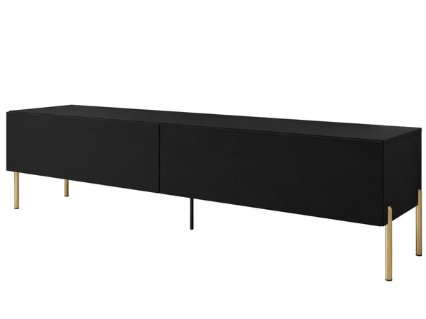 TV-Lowboard mit Türen auf Goldenen Metallbeinen 175 cm Sorelle Schwarz Matt