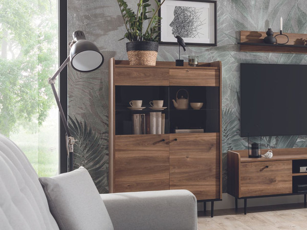 Vitrinenschrank 90 cm Vasa Braun