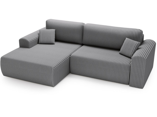 Ecksofa mit Schlaffunktion und Bettkasten Belvio links Dunkelgrau