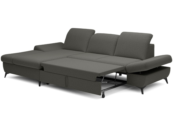 Ecksofa L-Form Links mit Schlaffunktion und Bettkasten Hannover Dunkelgrau