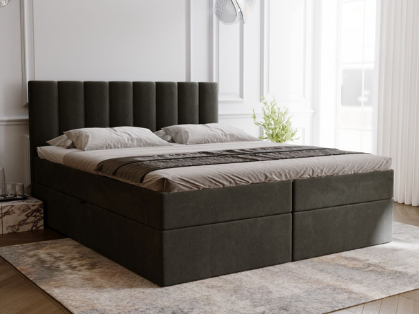 Boxspringbett mit Bettkasten 180x200 Mocca Dunkelgrau