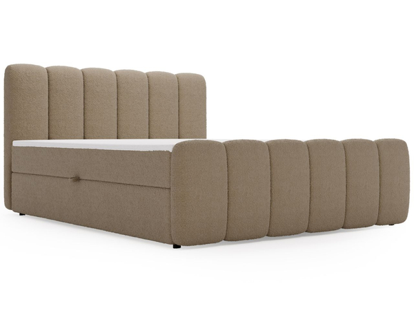 Boxspringbett mit Bettkasten 140x200 Bouclé-Stoff Cloud Braun