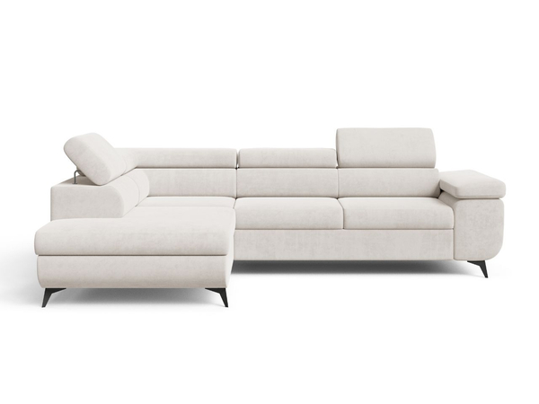 Ecksofa L-Form mit Schlaffunktion und Bettkasten Argon Links Hellbeige