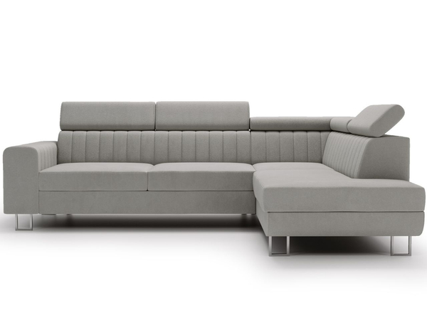 Ecksofa mit Schlaffunktion und Bettkasten Berona rechts Grau