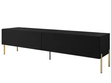 TV-Lowboard mit zwei Türen auf golden Beinen 175 cm mit LED-Beleuchtung Sorelle Schwarz Matt