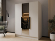 Kleiderschrank mit Spiegel 150 cm Lucca Kaschmir mit schwarzen Griffen