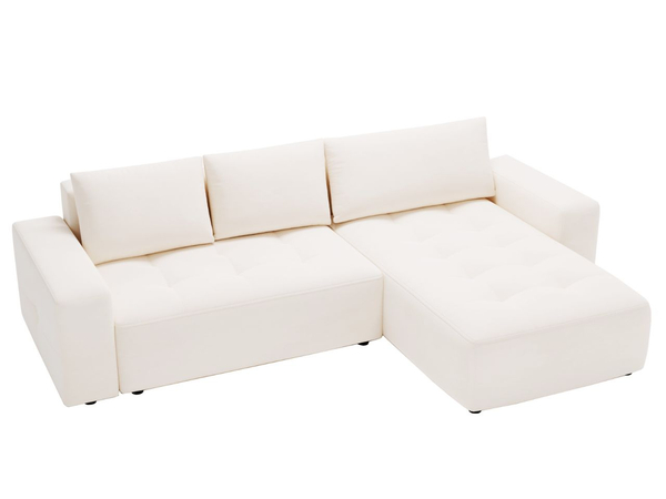 Ecksofa L-Form Rechts mit Schlaffunktion und Bettkasten Portland Creme