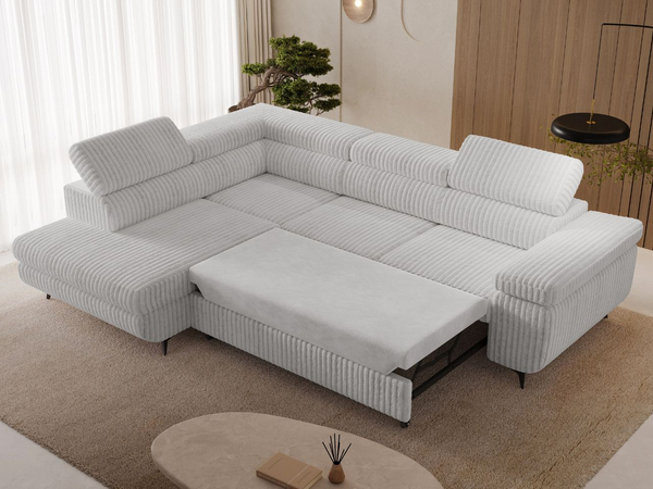 Ecksofa L-Form mit Schlaffunktion und Bettkasten Argon Links Grau