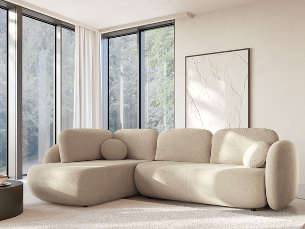 Ecksofa mit Schlaffunktion und Bettkasten Links Carino Beige