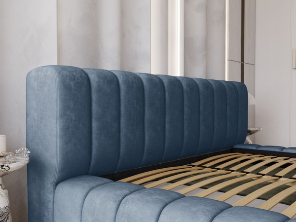 Polsterbett mit Bettkasten und Lattenrost 140x200 Italia Blau