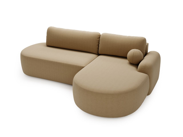Ecksofa L-Form Rechts mit Schlaffunktion und Bettkasten Aurio O Hellbraun