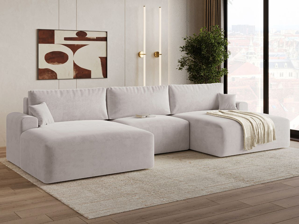 Wohnlandschaft mit Schlaffunktion und Bettkasten Serene Grau
