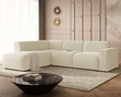 Ecksofa L-Form Links Eluno Bouclé-Stoff Hellbeige