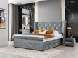 Boxspringbett mit Bettkasten 120x200 Neria Lux Hellgrau