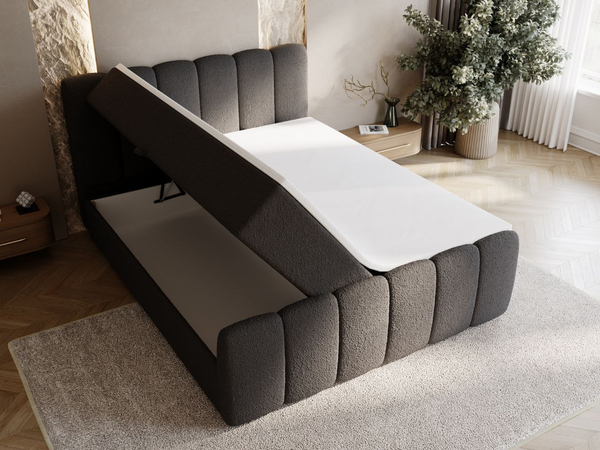 Boxspringbett mit Bettkasten 200x200 Bouclé-Stoff Cloud Schwarz
