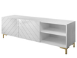 TV-Schrank im Glamour-Stil mit gefrästen Fronten und goldenen Beinen Vionel Weiß glänzend