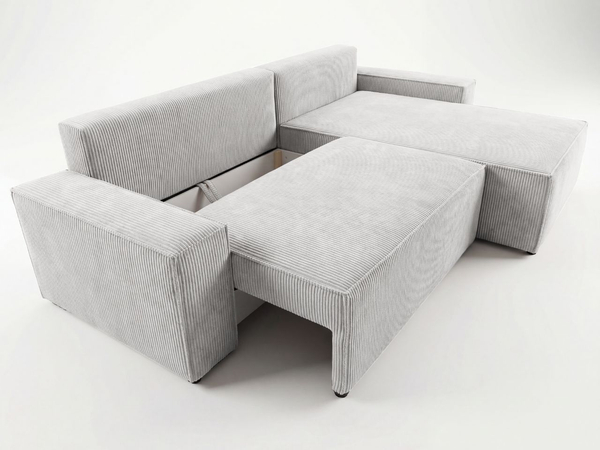 Ecksofa L-Form mit Schlaffunktion und Bettkasten Nivo Grau