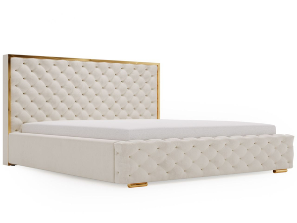 Polsterbett mit Bettkasten und Lattenrost 200x200 Wave Beige