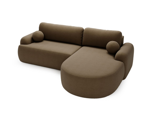 Ecksofa L-Form Rechts mit Schlaffunktion und Bettkasten Aurio Braun