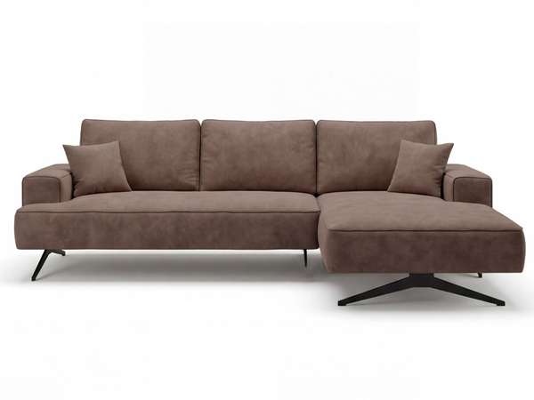 Ecksofa L-Form auf Metallbeinen Leto Rechts Braun