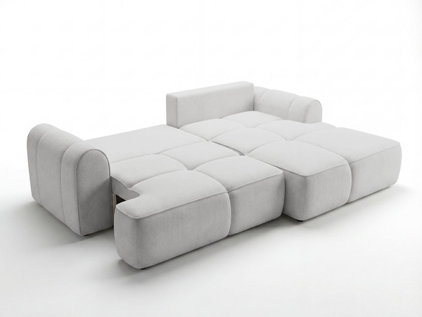 Ecksofa L-Form Rechts mit Schlaffunktion und Bettkasten Bonno Grau