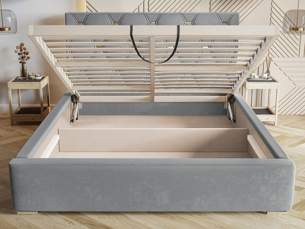 Polsterbett mit Bettkasten und Lattenrost 180x200 Tasso Dunkelblau