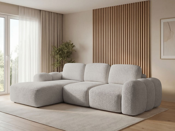 Ecksofa L-Form mit Schlaffunktion und Bettkasten Avelin Links Grau
