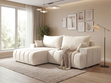 Ecksofa L-Form Links mit Schlaffunktion und Bettkasten Caleo Creme