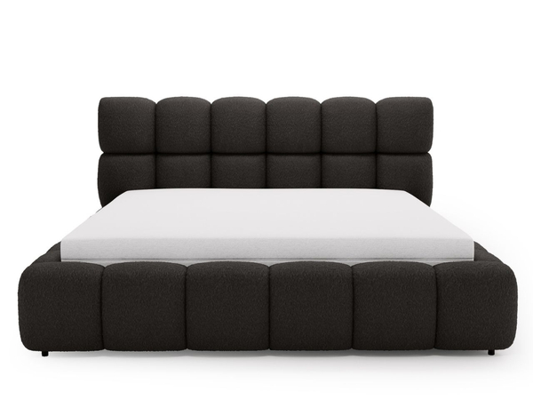 Polsterbett mit Bettkasten und Lattenrost 200x200 Modo aus Bouclé-Stoff Schwarz